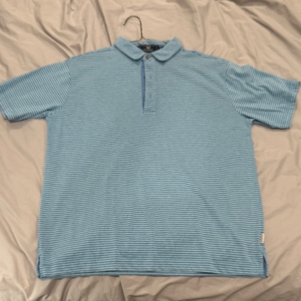 Men's Blue Striped Polo Shirt